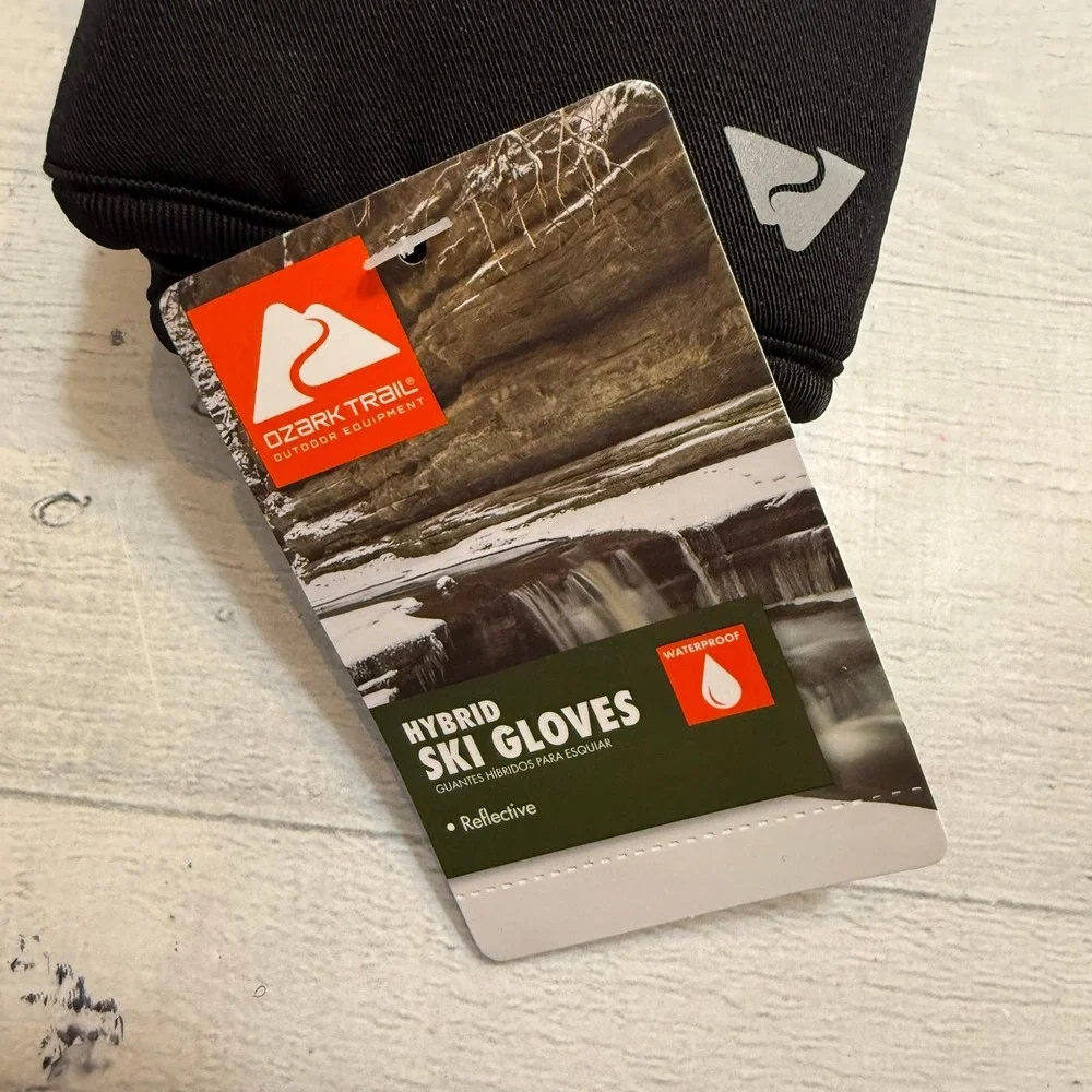 Ozark Trail boys winter ski gloves black‎ and orange L/XL NEW